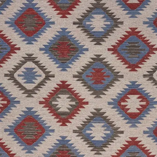 Red and Blue Geometric Diamonds Area Rug Photo 8