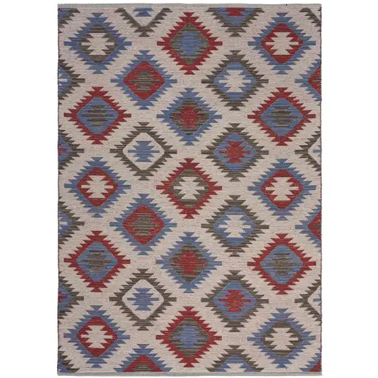 Red and Blue Geometric Diamonds Area Rug Photo 5