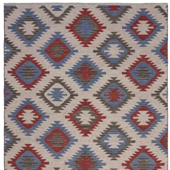 Red and Blue Geometric Diamonds Area Rug Photo 4