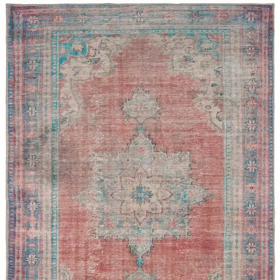 Red and Blue Oriental Area Rug Photo 6