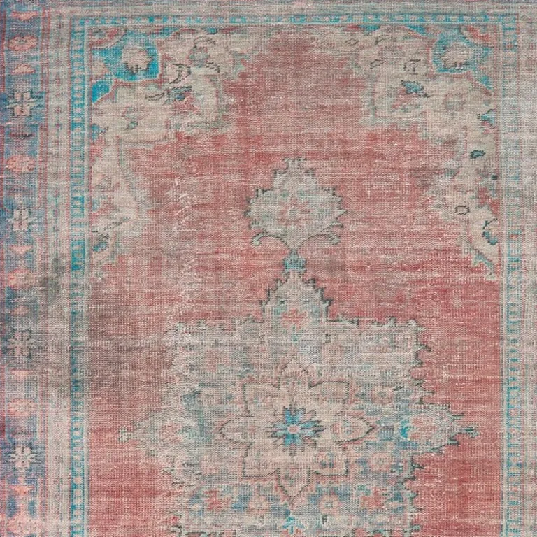 Red and Blue Oriental Area Rug Photo 4