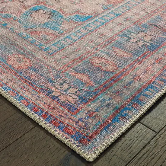 Red and Blue Oriental Area Rug Photo 3