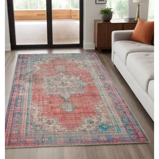 Red And Blue Oriental Area Rug Photo 1