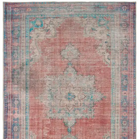 Red and Blue Oriental Area Rug Photo 5