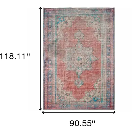 Red and Blue Oriental Area Rug Photo 6