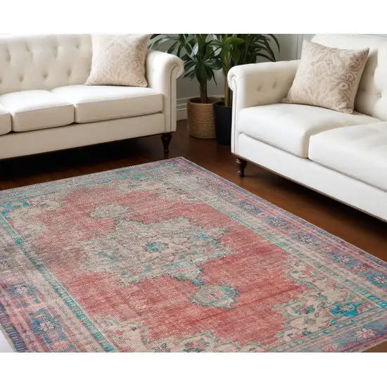 Red And Blue Oriental Area Rug Photo 1