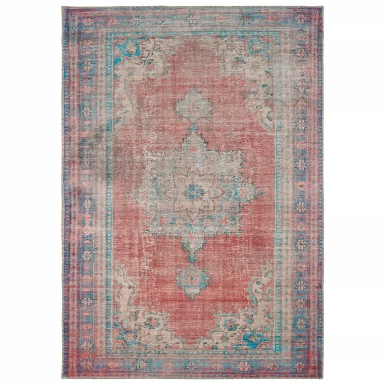 Red and Blue Oriental Area Rug Photo 1