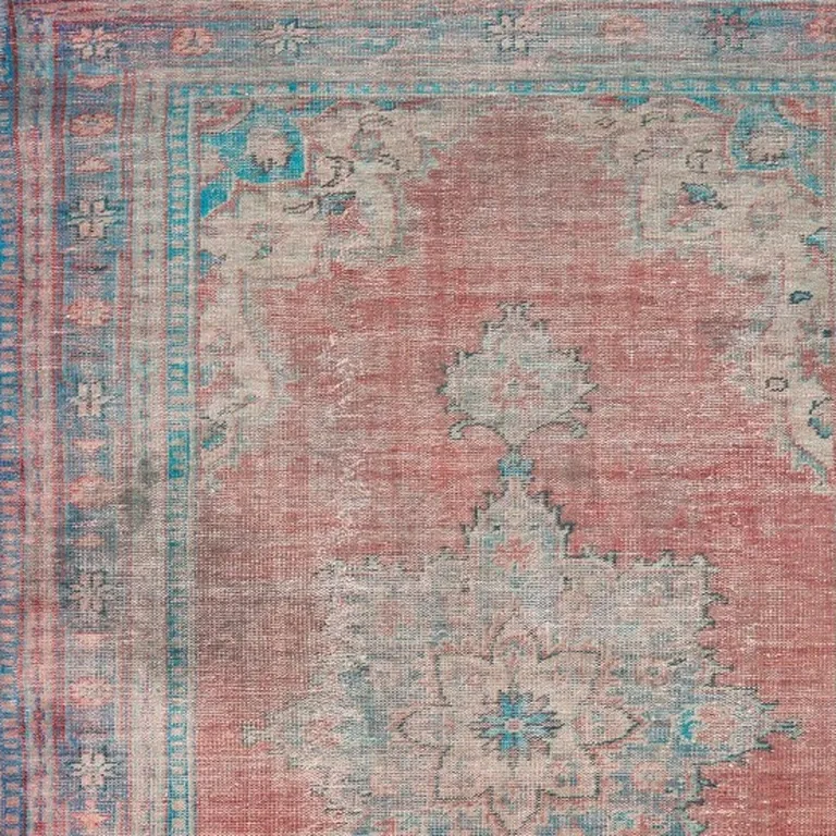 Red and Blue Oriental Scatter Rug Photo 4