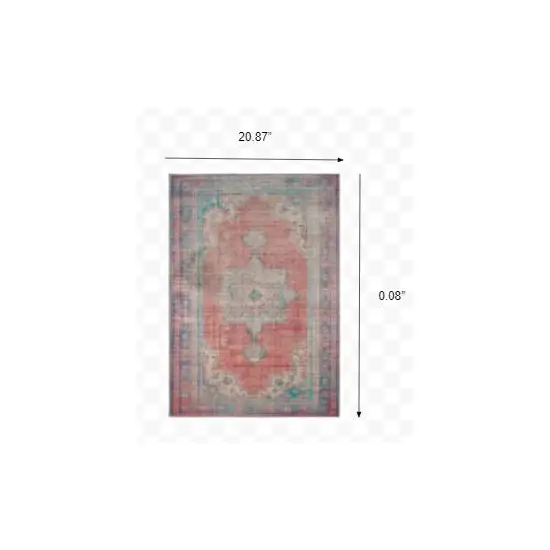 Red and Blue Oriental Scatter Rug Photo 2