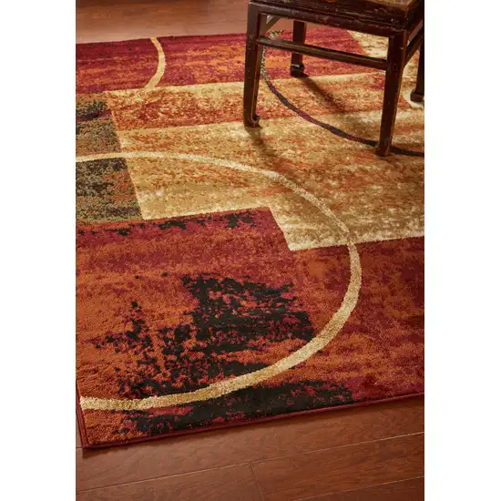 Red and Brown Geometric Area Rug Photo 7