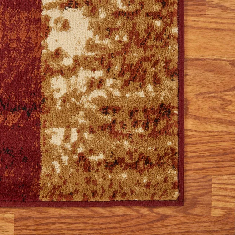 Red and Brown Geometric Area Rug Photo 5