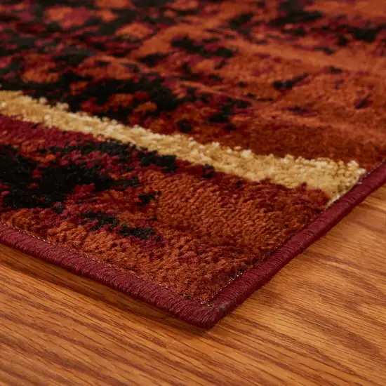 Red and Brown Geometric Area Rug Photo 6