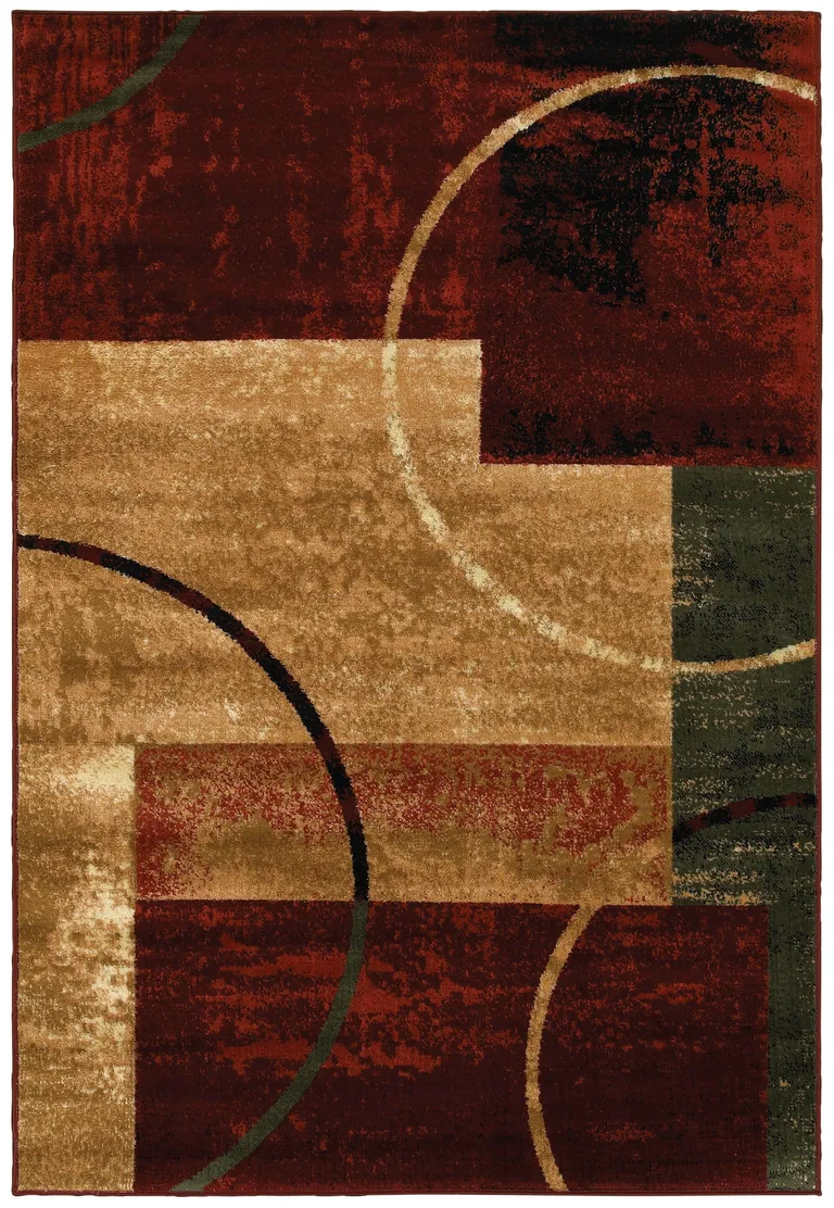 Red and Brown Geometric Area Rug Photo 1