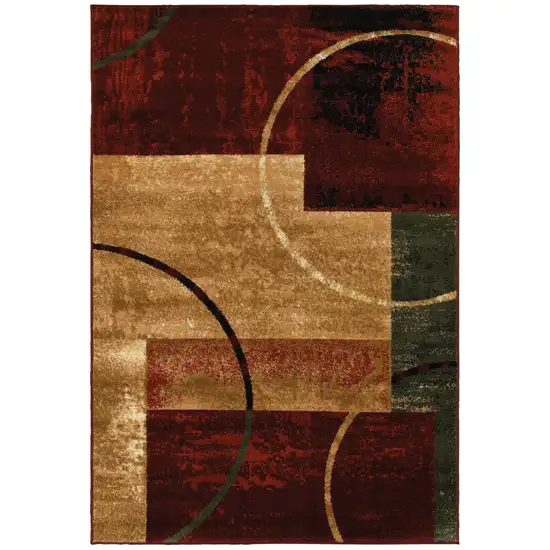 Red and Brown Geometric Area Rug Photo 1