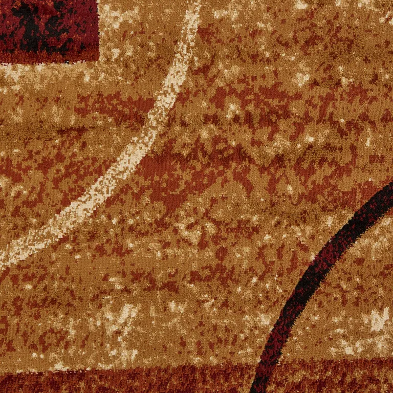 Red and Brown Geometric Area Rug Photo 2