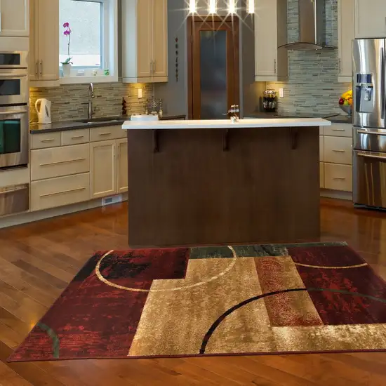 Red and Brown Geometric Area Rug Photo 8