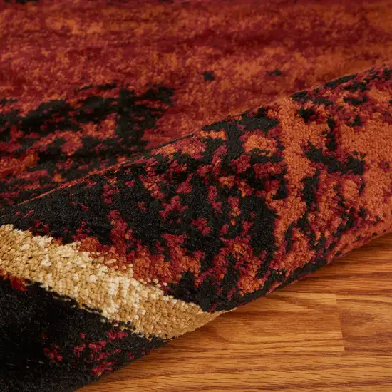 Red and Brown Geometric Area Rug Photo 4