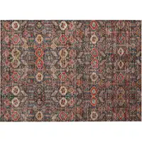 Photo of Red and Dark Blue Floral Washable Non Skid Indoor Outdoor Area Rug