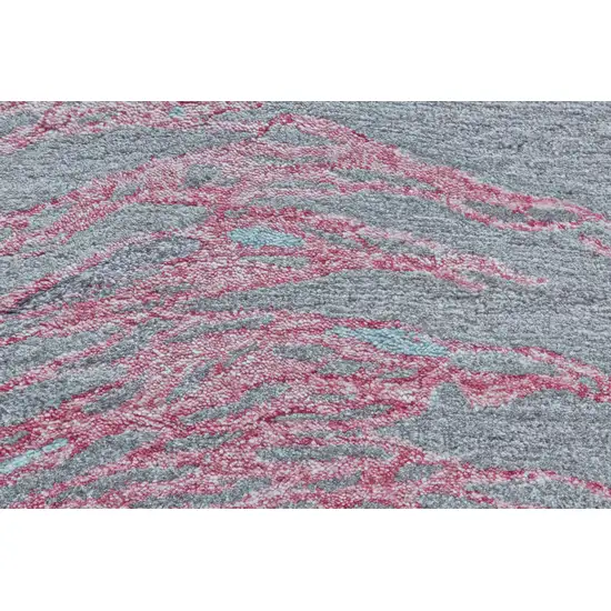 Red and Gray Abstract Hand Tufted Area Rug Photo 9