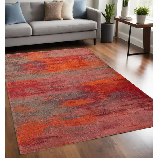 Red and Gray Abstract Non Skid Area Rug Photo 1