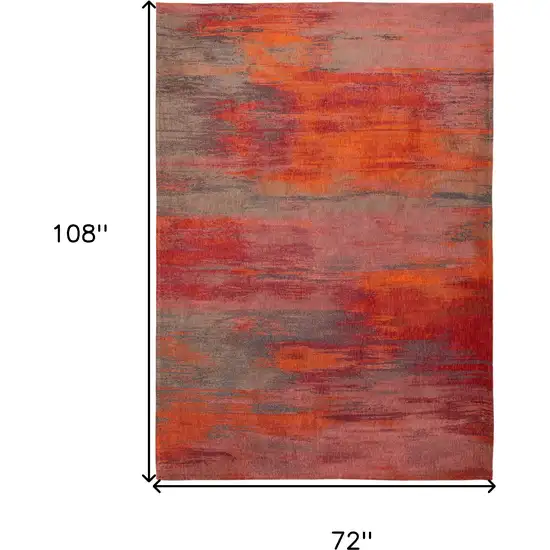 Red and Gray Abstract Non Skid Area Rug Photo 3