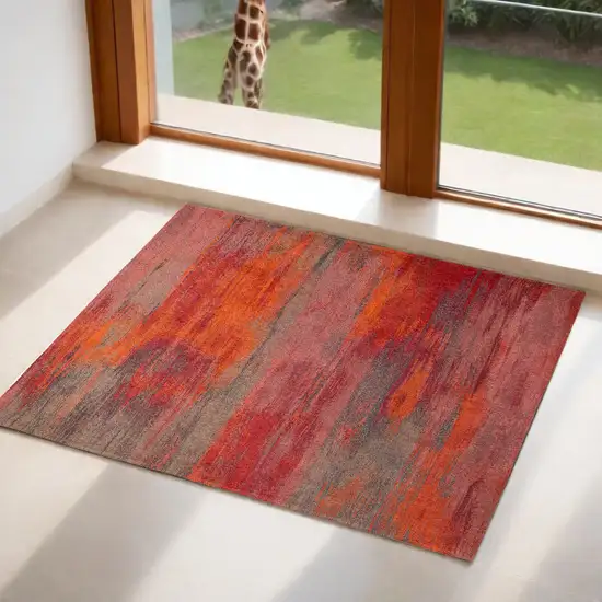 Red and Gray Abstract Non Skid Area Rug Photo 1