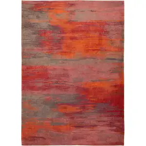 Photo of Red and Gray Abstract Non Skid Area Rug