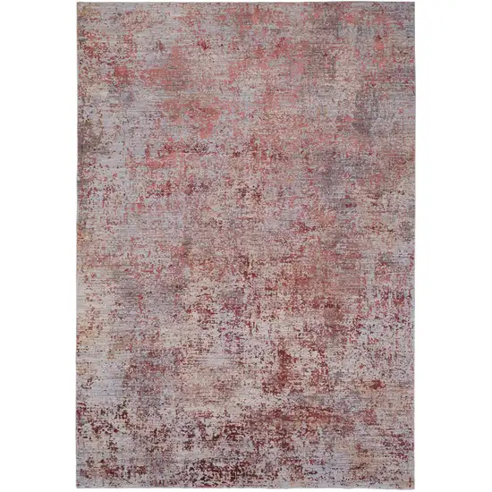 Red and Gray Abstract Power Loom Area Rug Photo 5