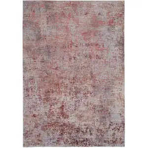 Photo of Red and Gray Abstract Power Loom Area Rug