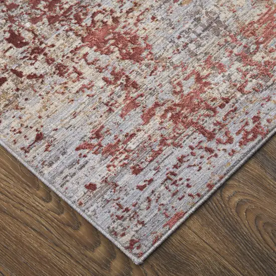 Red and Gray Abstract Power Loom Area Rug Photo 9