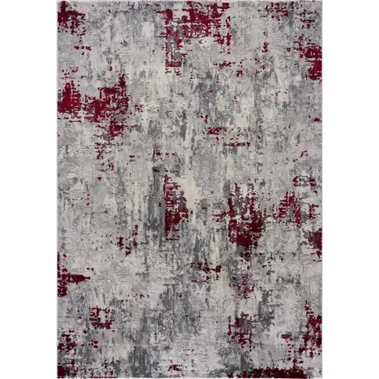 Red and Gray Modern Abstract Area Rug Photo 1