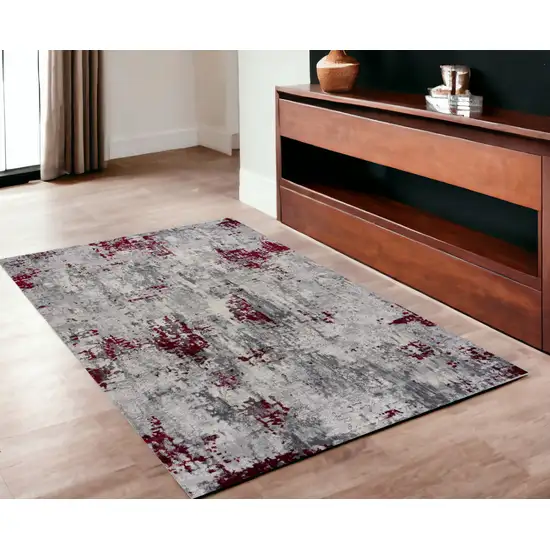 Red Abstract Dhurrie Area Rug Photo 1