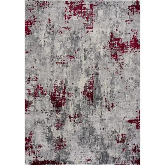 Red and Gray Modern Abstract Area Rug Photo 2