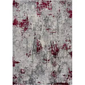 Photo of Red and Gray Modern Abstract Area Rug