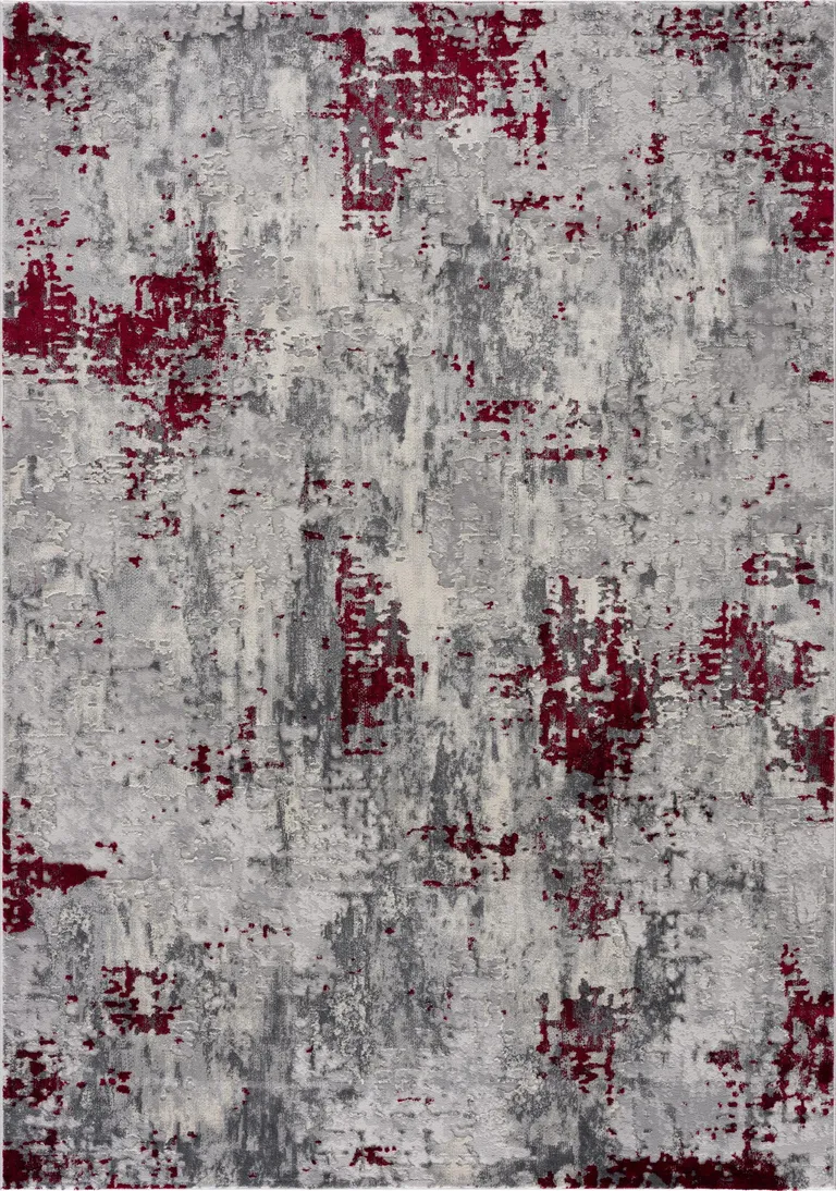 Red and Gray Modern Abstract Area Rug Photo 1