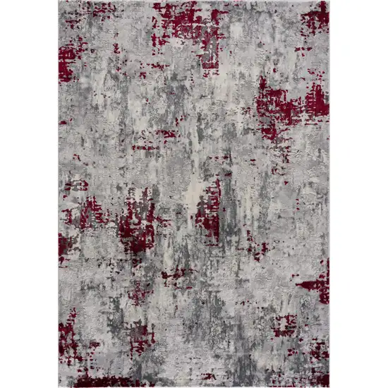 Red and Gray Modern Abstract Area Rug Photo 4