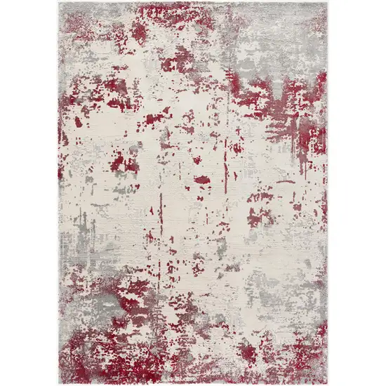 Red and Gray Modern Abstract Area Rug Photo 3