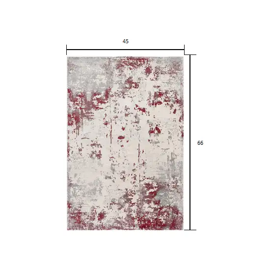 Red and Gray Modern Abstract Area Rug Photo 2