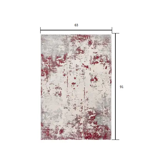 Red and Gray Modern Abstract Area Rug Photo 2