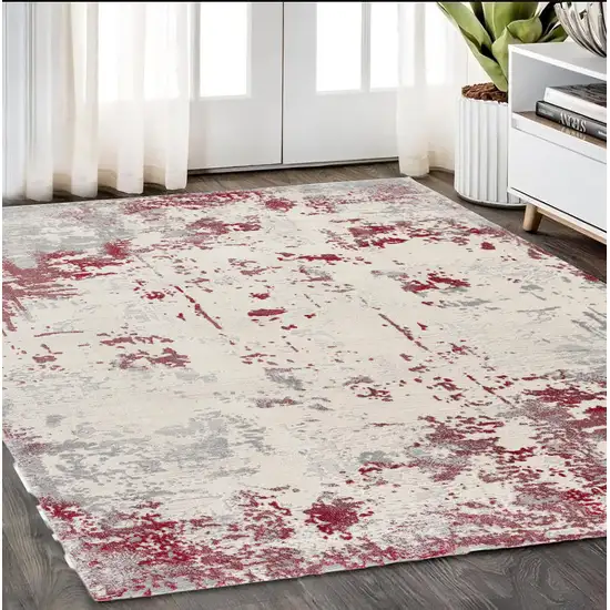 Red Abstract Dhurrie Area Rug Photo 1