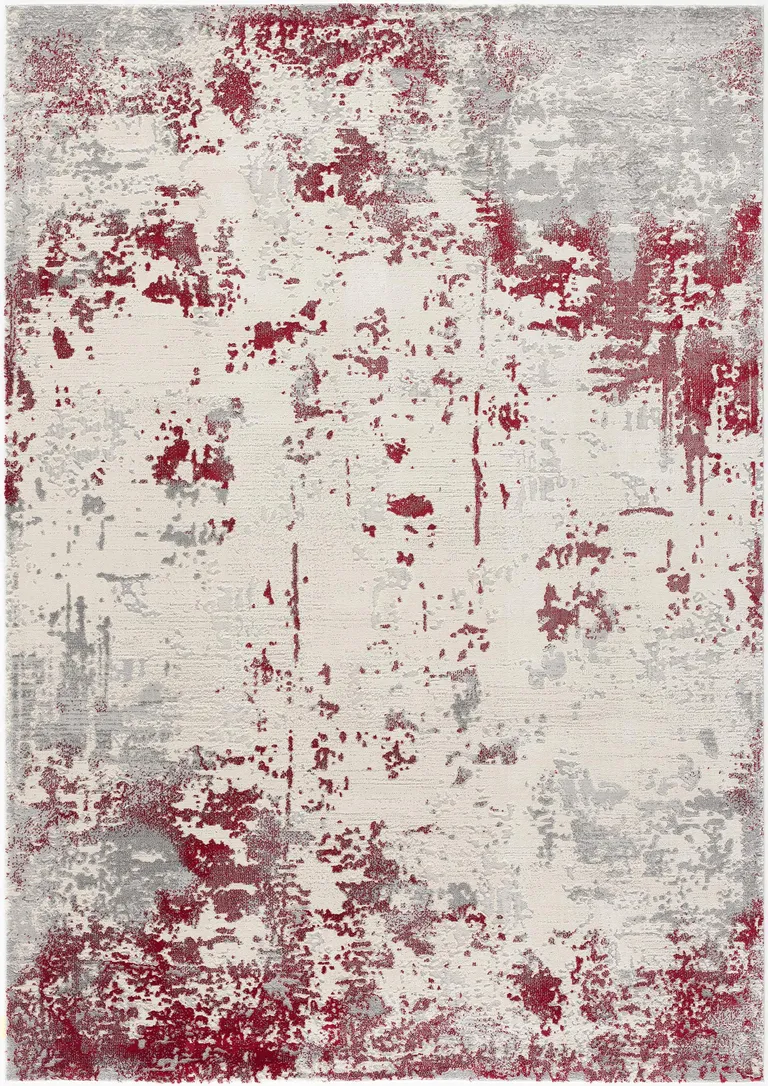 Red and Gray Modern Abstract Area Rug Photo 4