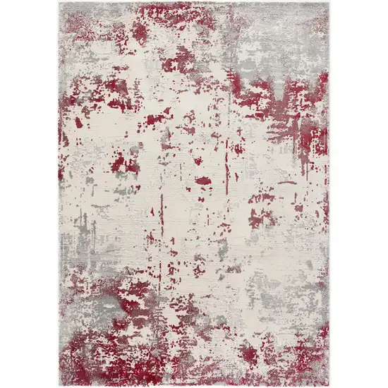 Red and Gray Modern Abstract Area Rug Photo 4