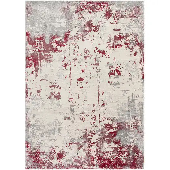 Red and Gray Modern Abstract Area Rug Photo 4