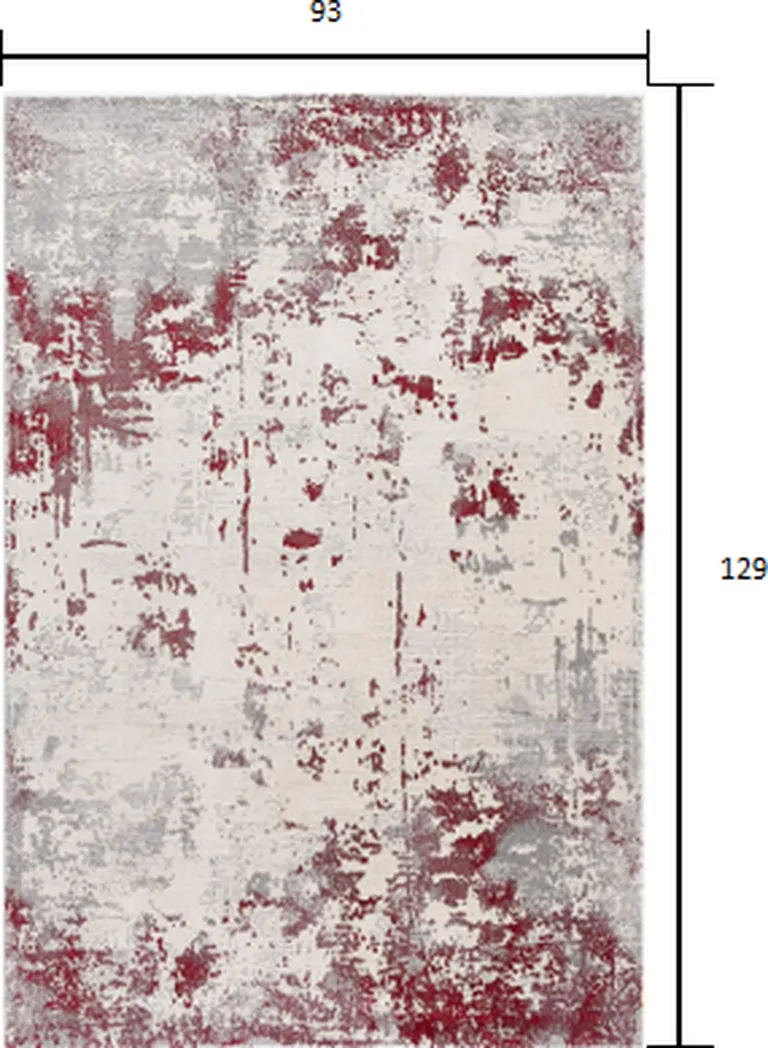 Red and Gray Modern Abstract Area Rug Photo 2