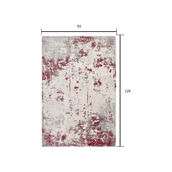 Red and Gray Modern Abstract Area Rug Photo 2