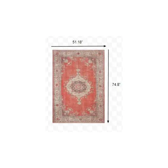 Red and Gray Oriental Area Rug Photo 2