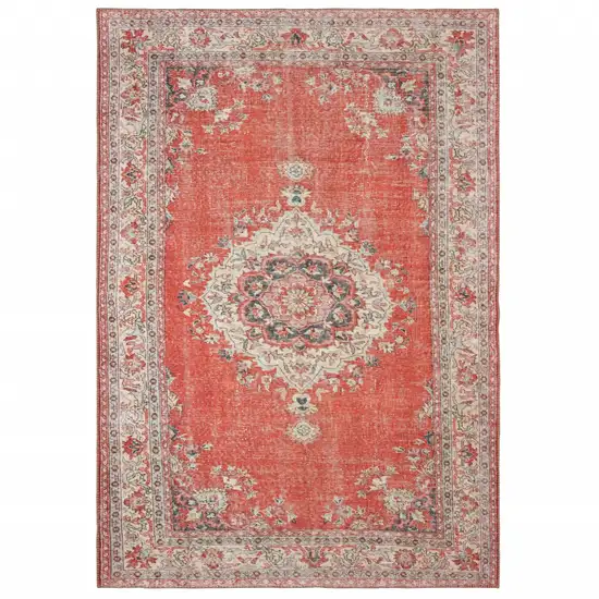 Red and Gray Oriental Area Rug Photo 1