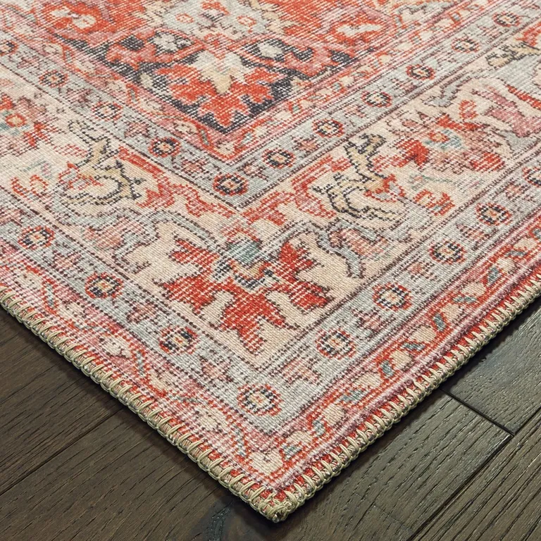 Red and Gray Oriental Area Rug Photo 3