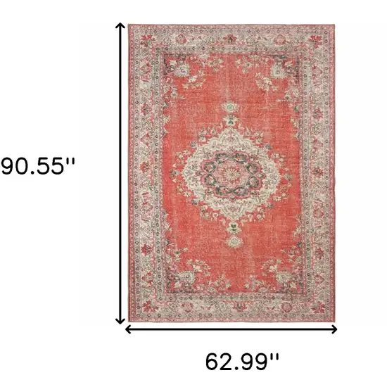 Red and Gray Oriental Area Rug Photo 6