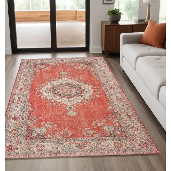 Red And Gray Oriental Area Rug Photo 1